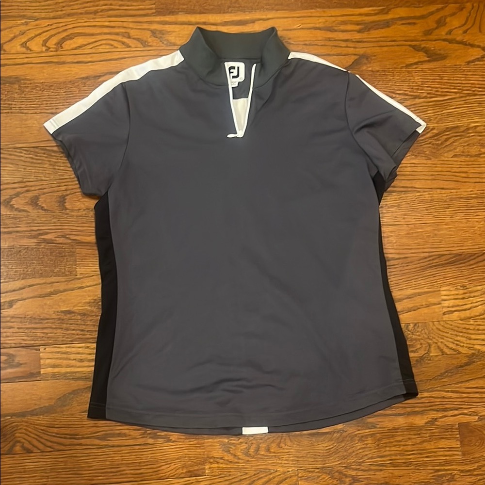 Gray, Black and white FJ Women’s polo Top size large